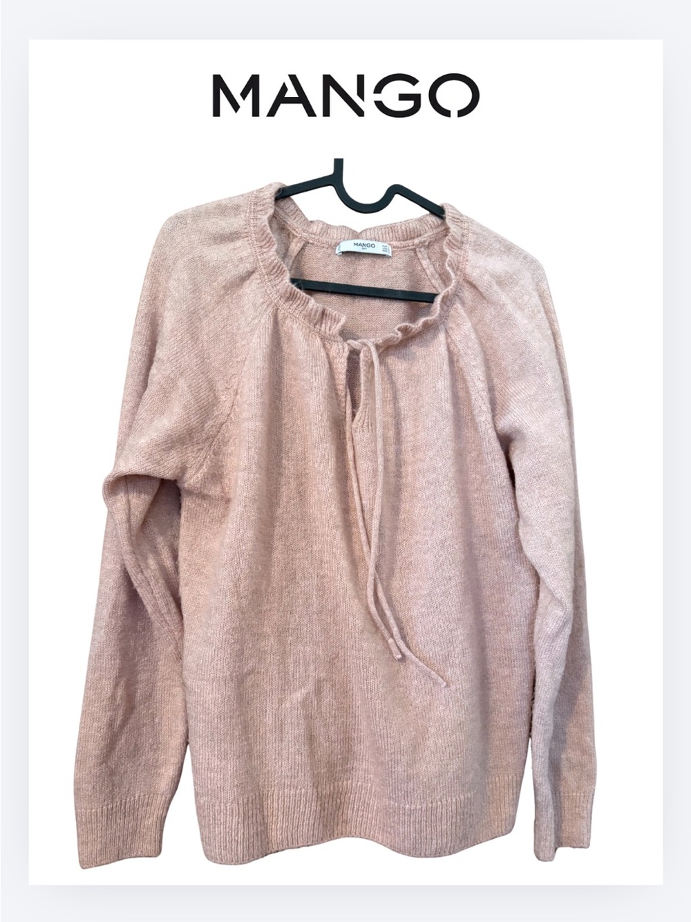 Mango Soft Blush Pink Knit Crew Sweater